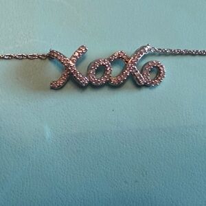 Diamond XOXO Sterling Silver Necklace - 18 inch length